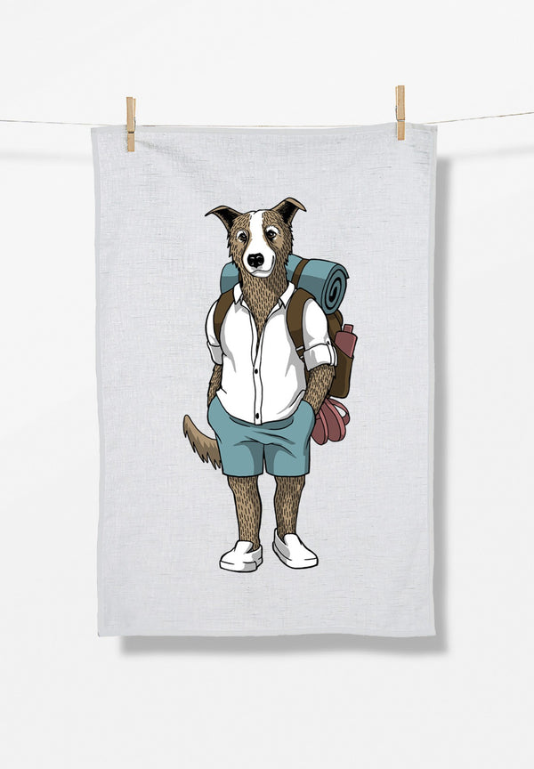 Geschirrtuch Hund Backpacker