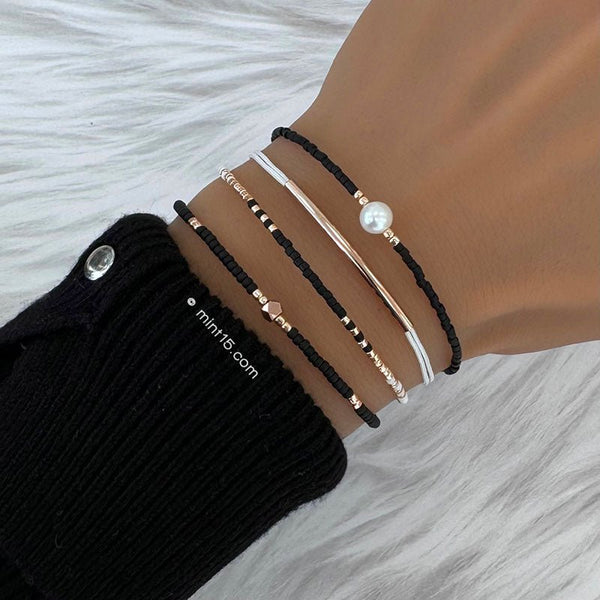 Armband Simply mit Perle schwarz