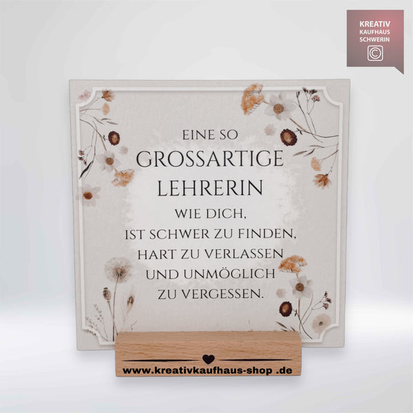 Schild mit Aufsteller "Großartige Erzieherin"