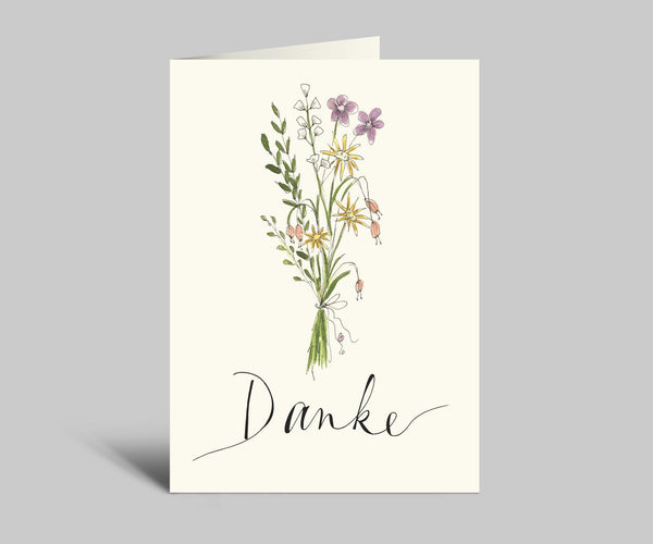 Danke Klappkarte | bunter Blumenstrauß Aquarell