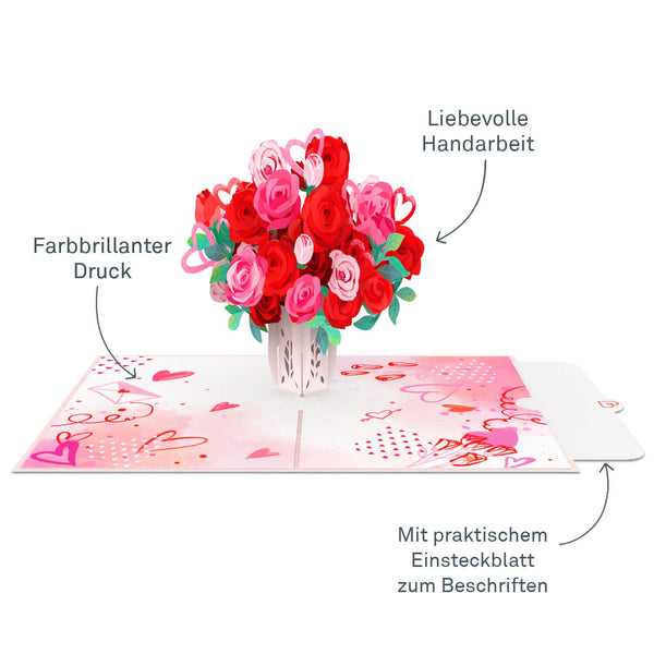 Romantischer Rosenstrauß Pop-Up