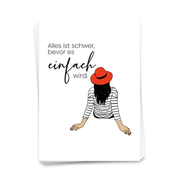 Postkarte Alles ist schwer bevor es einfach wird