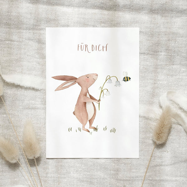 Postkarte Hase "Für Dich"