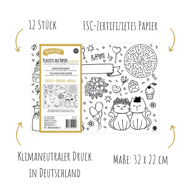Ausmal-Platzsets "Hochzeit"