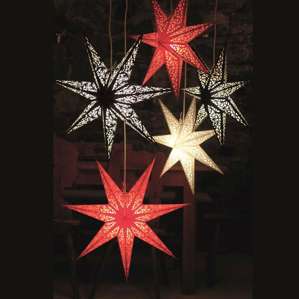 Papierstern Lux Red M zum Aufhängen rot