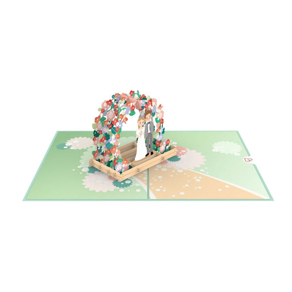 Brautpaar unter Blumenbogen Pop-Up