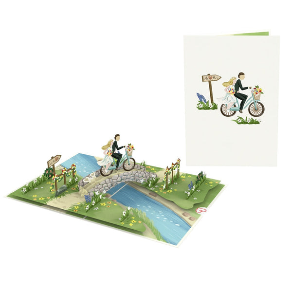 Brautpaar auf Fahrrad Pop-Up