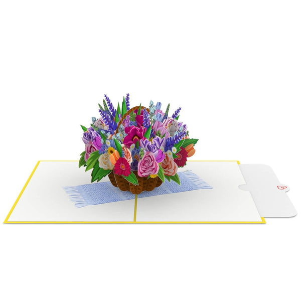 Bunter Blumenkorb Pop-Up Karte