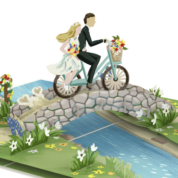 Brautpaar auf Fahrrad Pop-Up