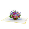 Bunter Blumenkorb Pop-Up Karte