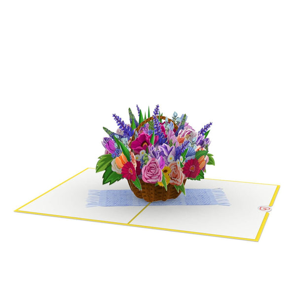 Bunter Blumenkorb Pop-Up Karte