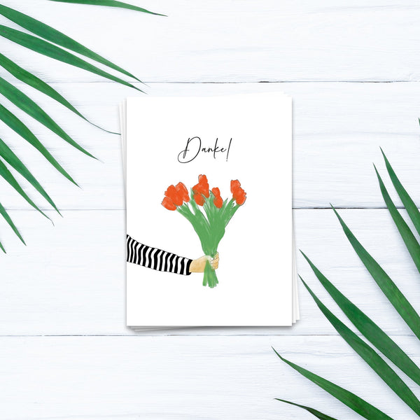 Karte "Danke" mit Blumen