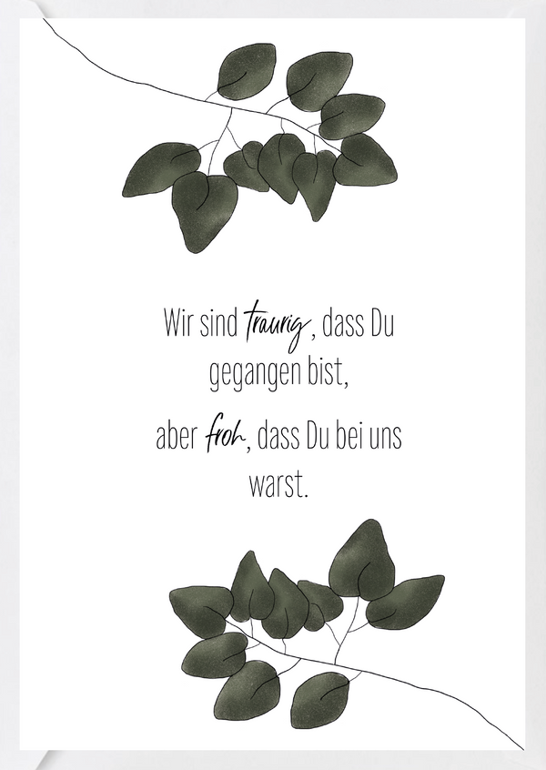 Trauerkarte Wir sind traurig