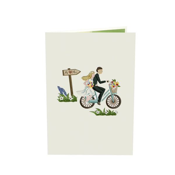 Brautpaar auf Fahrrad Pop-Up
