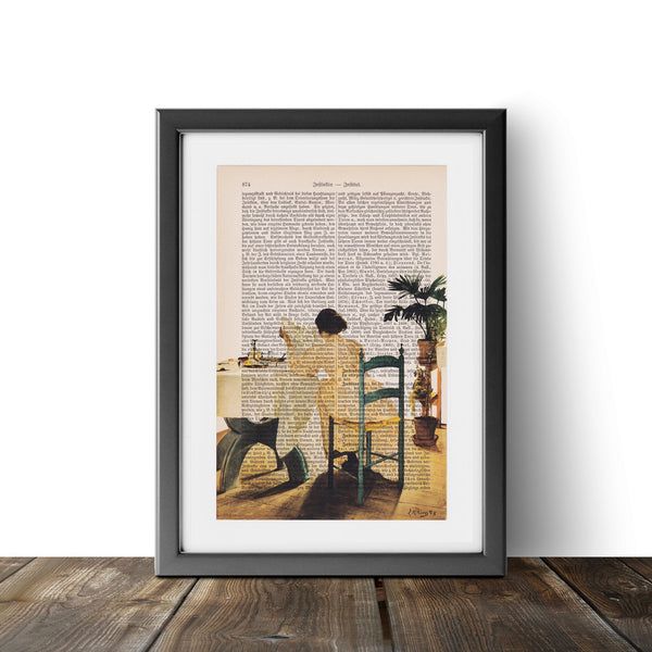 At Breakfast - Laurits Andersen Ring - Vintage Book Page Art Print